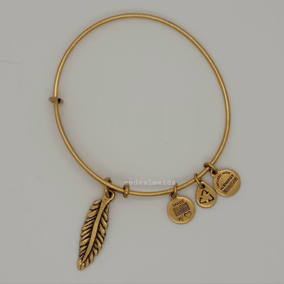 Alex and Ani Jewelry - Alex and Ani Feather Gold Tone Charm Bangle Bracelet